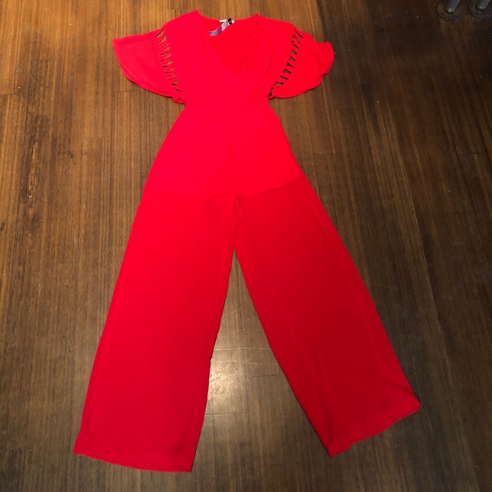 Red cutout jumpsuit